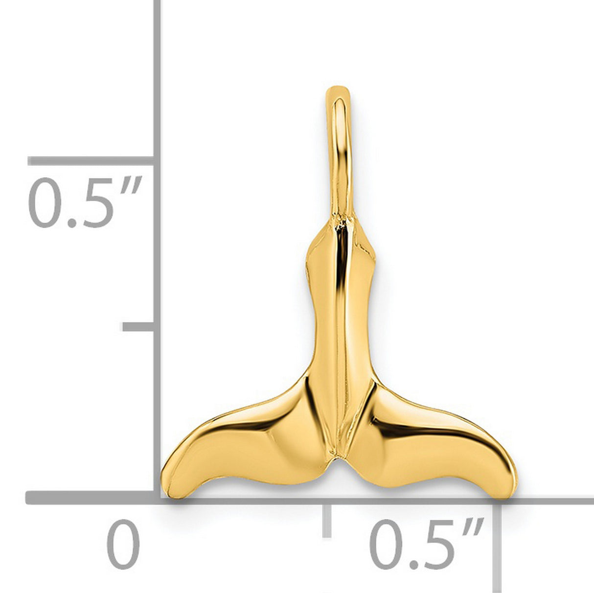 Miniature Whale Tail Chain Slide Charm Pendant in Real 14k Yellow Gold