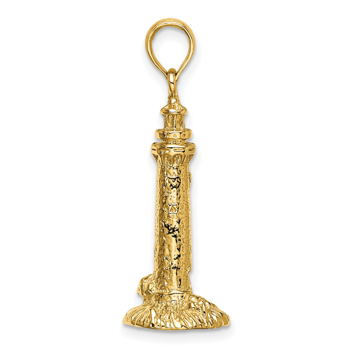 14k Yellow Gold Lighthouse Pendant, Nautical Coastal Charm Representing Guidance and Protection