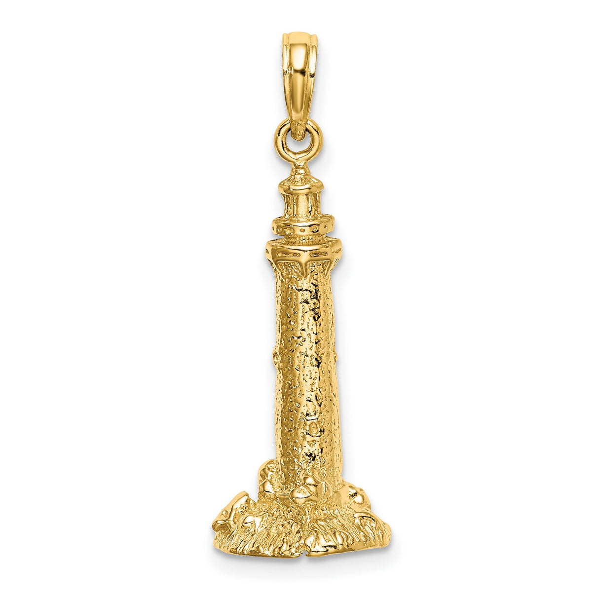 14k Yellow Gold Lighthouse Pendant, Nautical Coastal Charm Representing Guidance and Protection