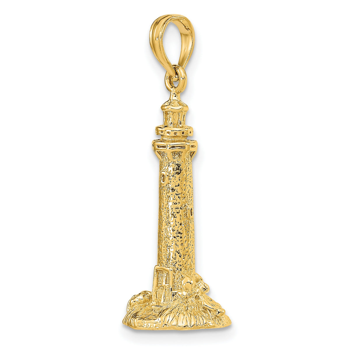 14k Yellow Gold Lighthouse Pendant, Nautical Coastal Charm Representing Guidance and Protection