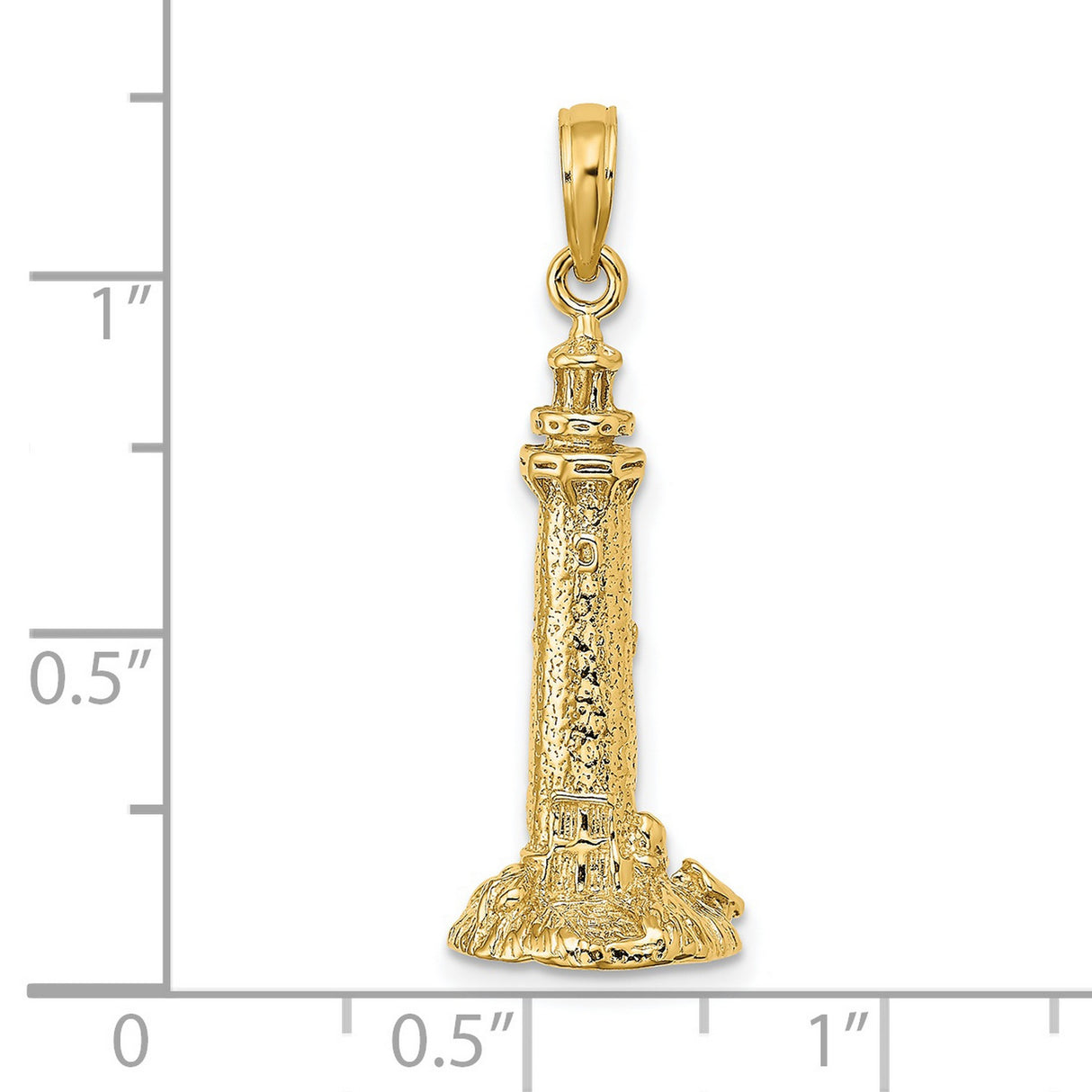 14k Yellow Gold Lighthouse Pendant, Nautical Coastal Charm Representing Guidance and Protection