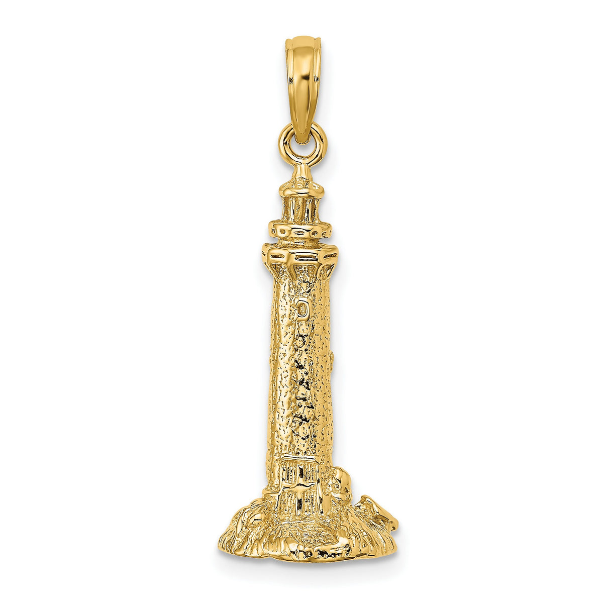 14k Yellow Gold Lighthouse Pendant, Nautical Coastal Charm Representing Guidance and Protection