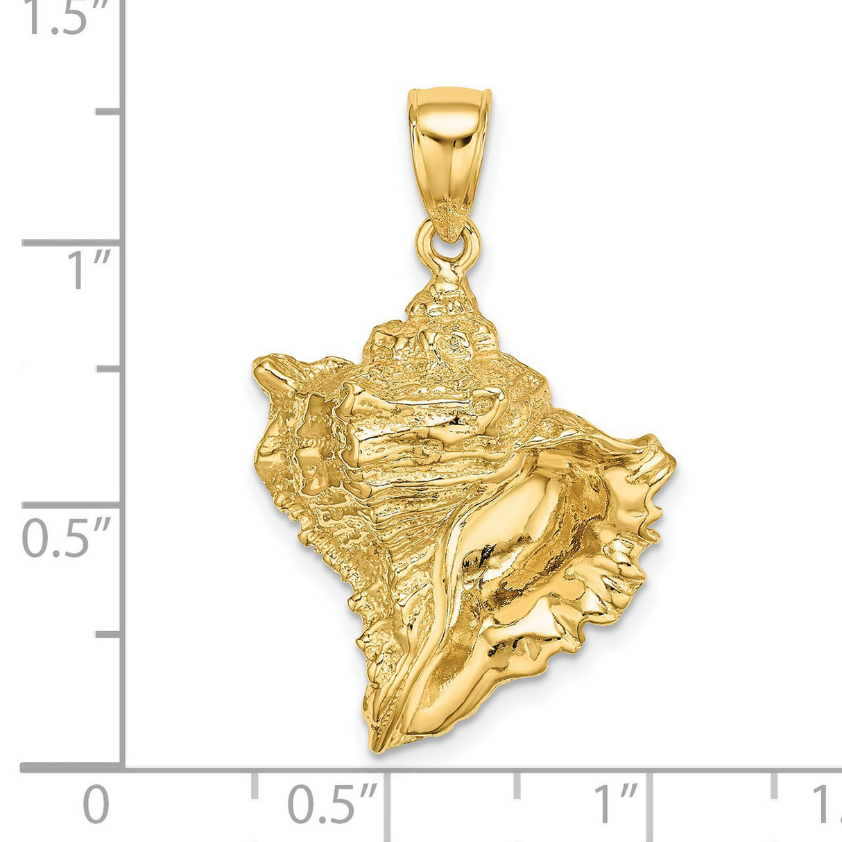 14k Yellow Gold Conch Shell Pendant, Nautical Coastal Design for Women or Unisex Wear