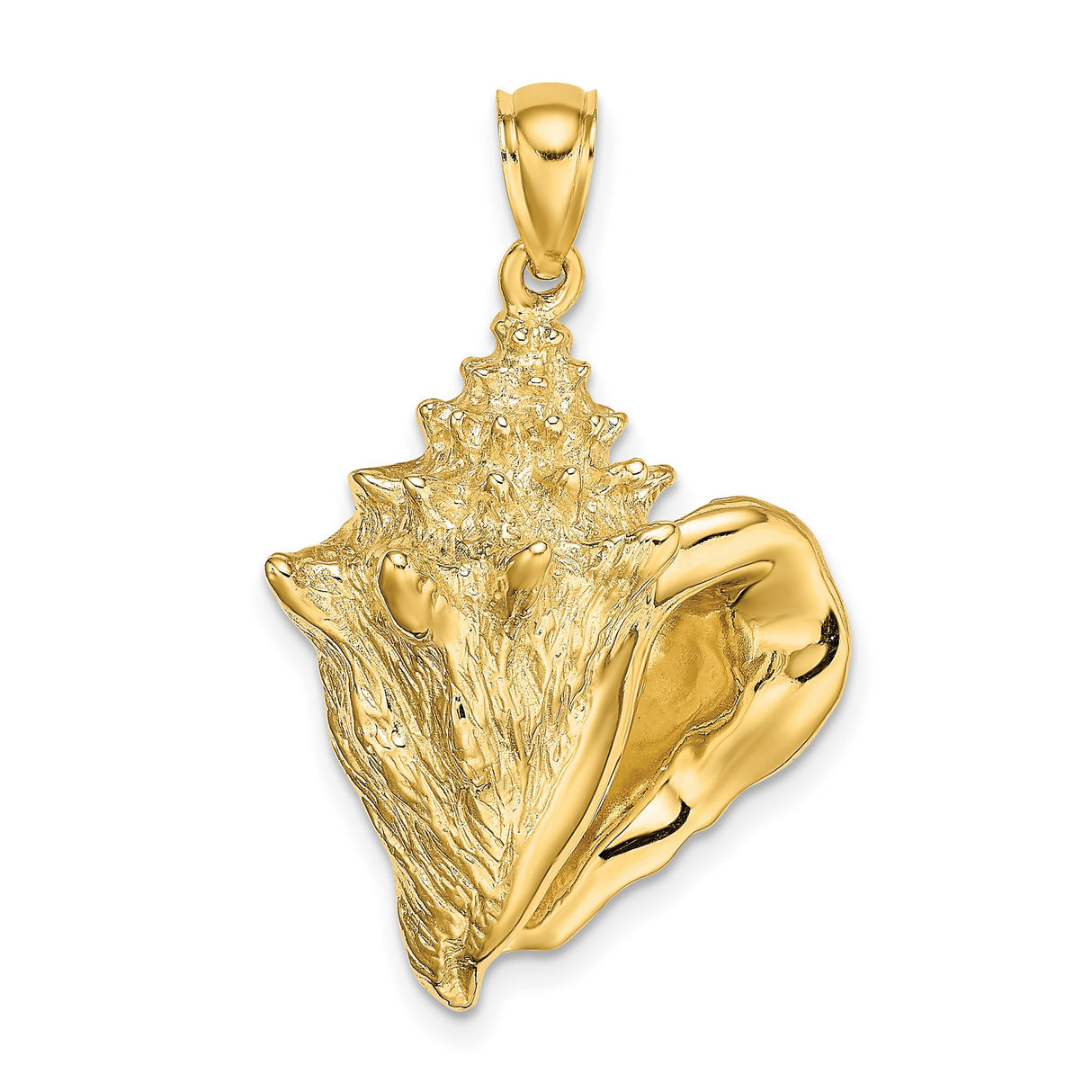 14k Yellow Gold Conch Pendant, Ocean-Inspired Shell Charm, Nautical Beachwear Jewelry for Women