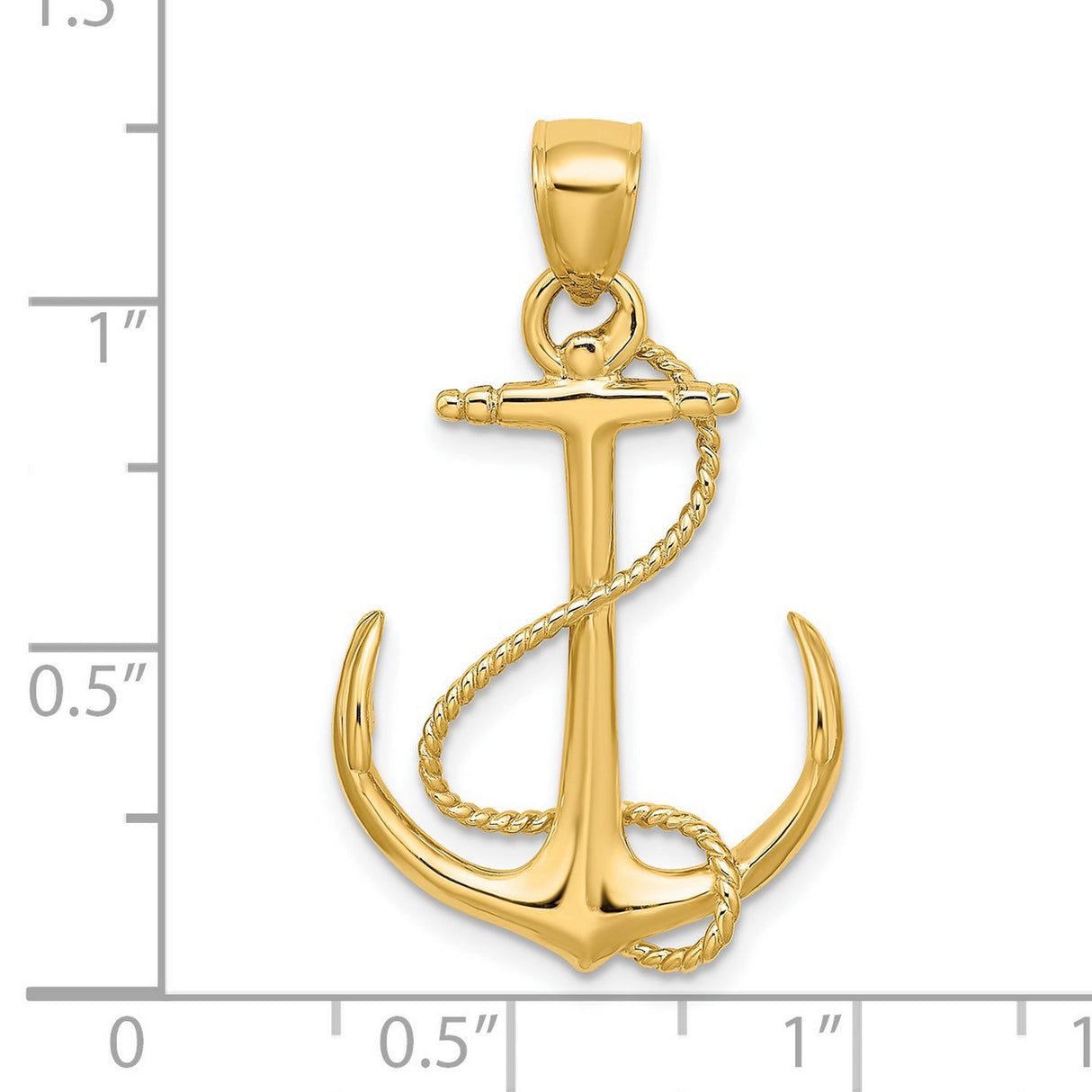 14k Yellow Gold Anchor Pendant with Rope Detail, Nautical Christian Symbol for Men and Unisex