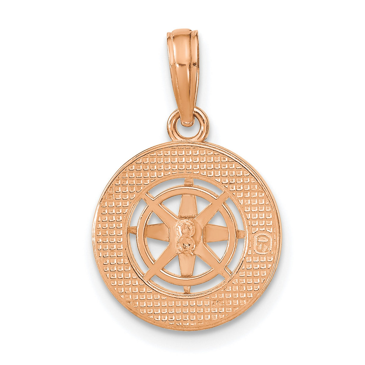 14k White and Rose Gold Compass Pendant, Nautical Direction Charm, Travel Jewelry for Women