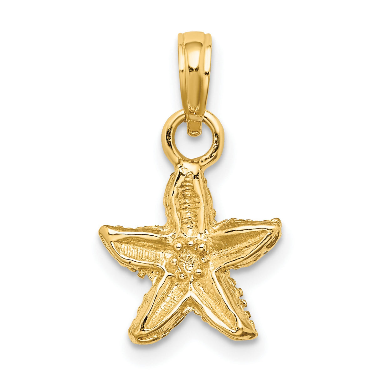 14k Yellow Gold Starfish Pendant with Textured Nautical Design for Women