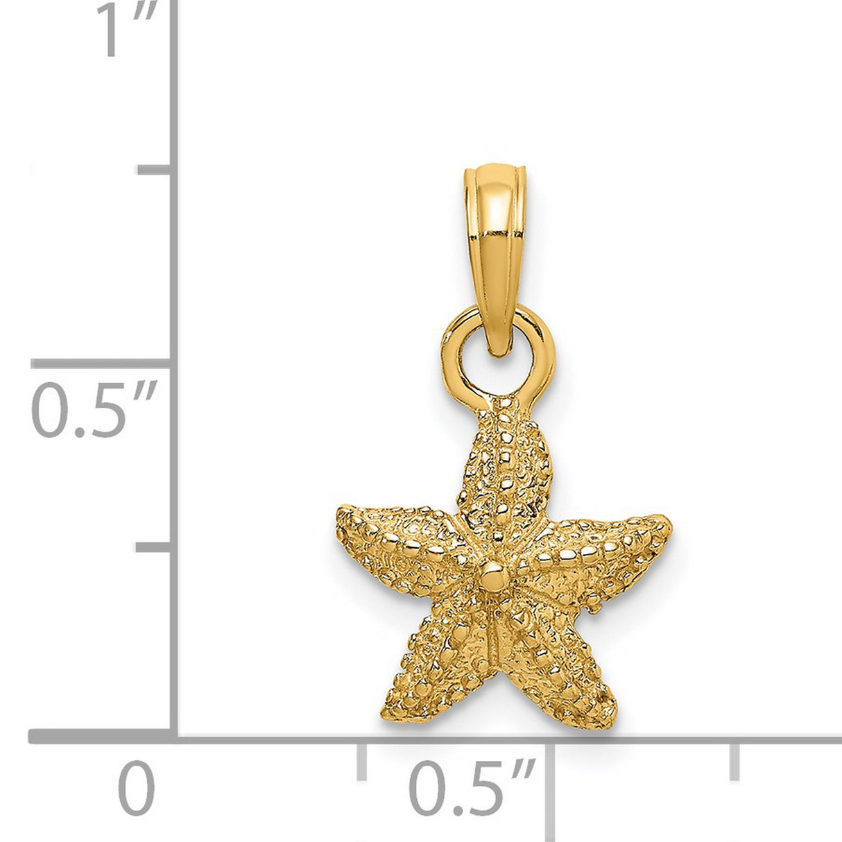 14k Yellow Gold Starfish Pendant with Textured Nautical Design for Women