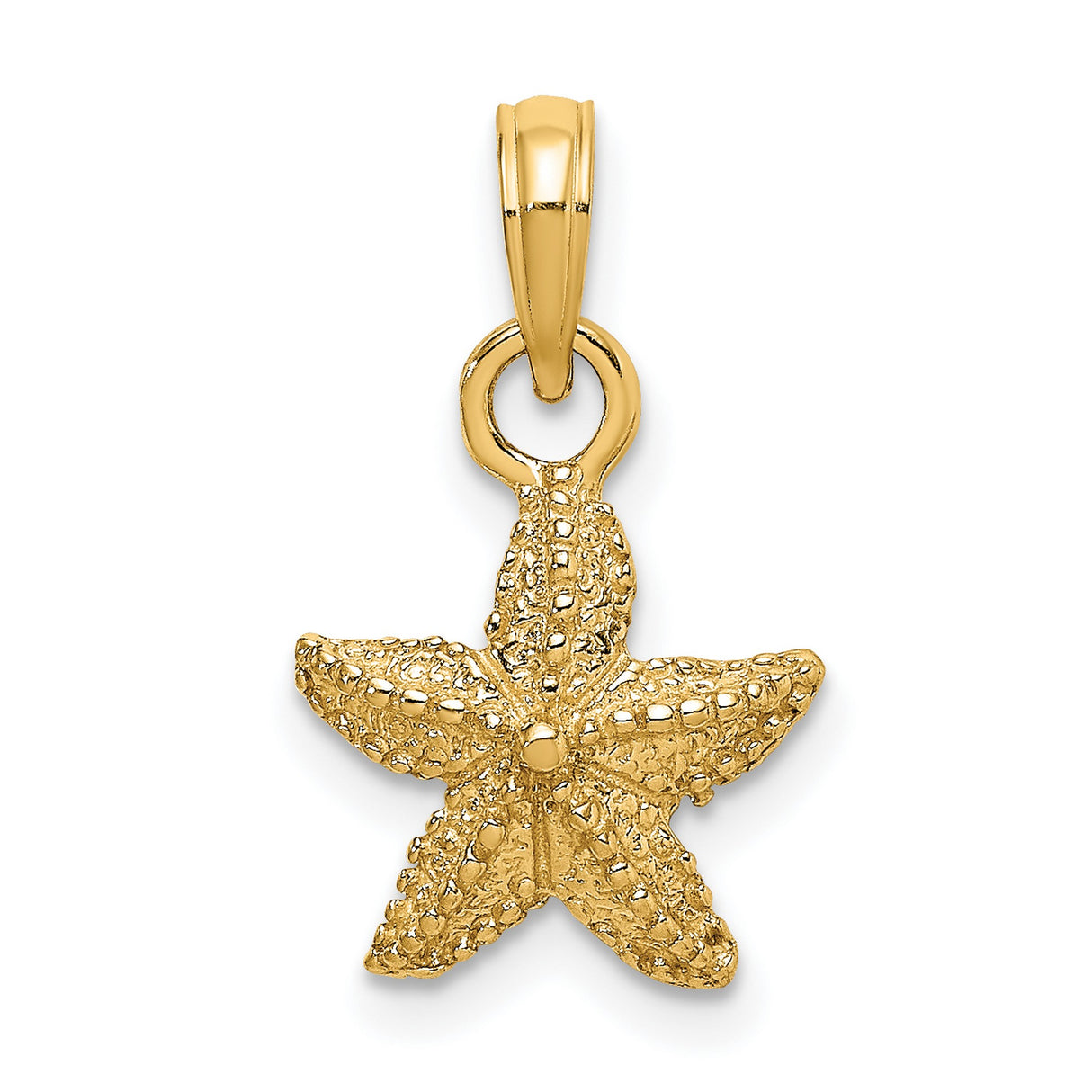 14k Yellow Gold Starfish Pendant with Textured Nautical Design for Women