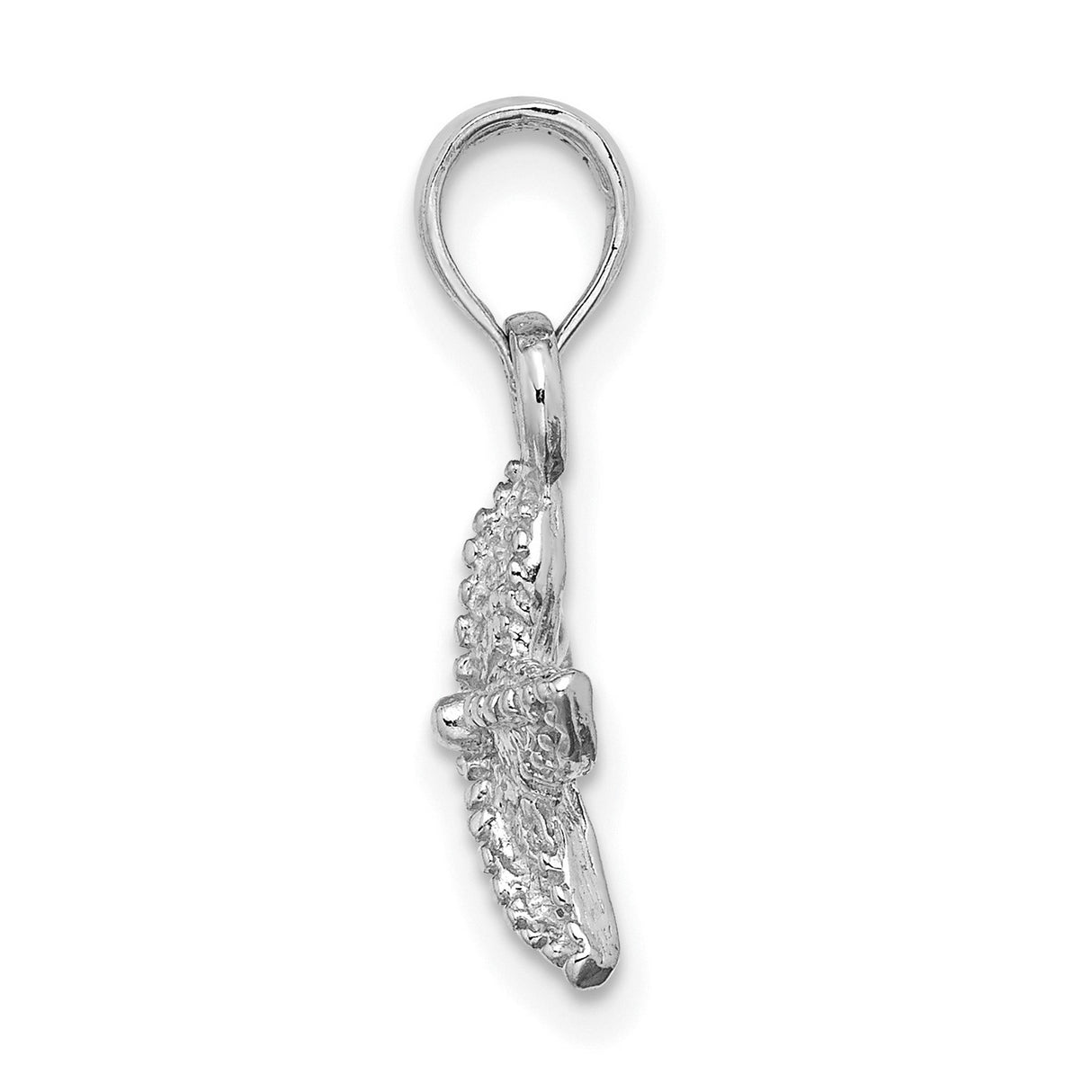 14k White Gold Starfish Pendant, Textured Nautical Charm, Ocean-Inspired Coastal Jewelry