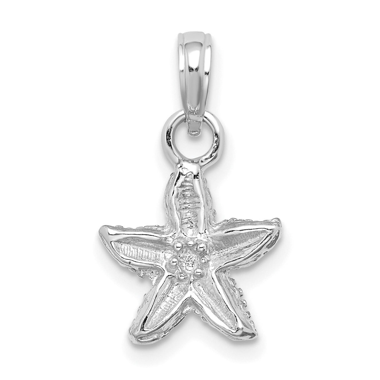 14k White Gold Starfish Pendant, Textured Nautical Charm, Ocean-Inspired Coastal Jewelry