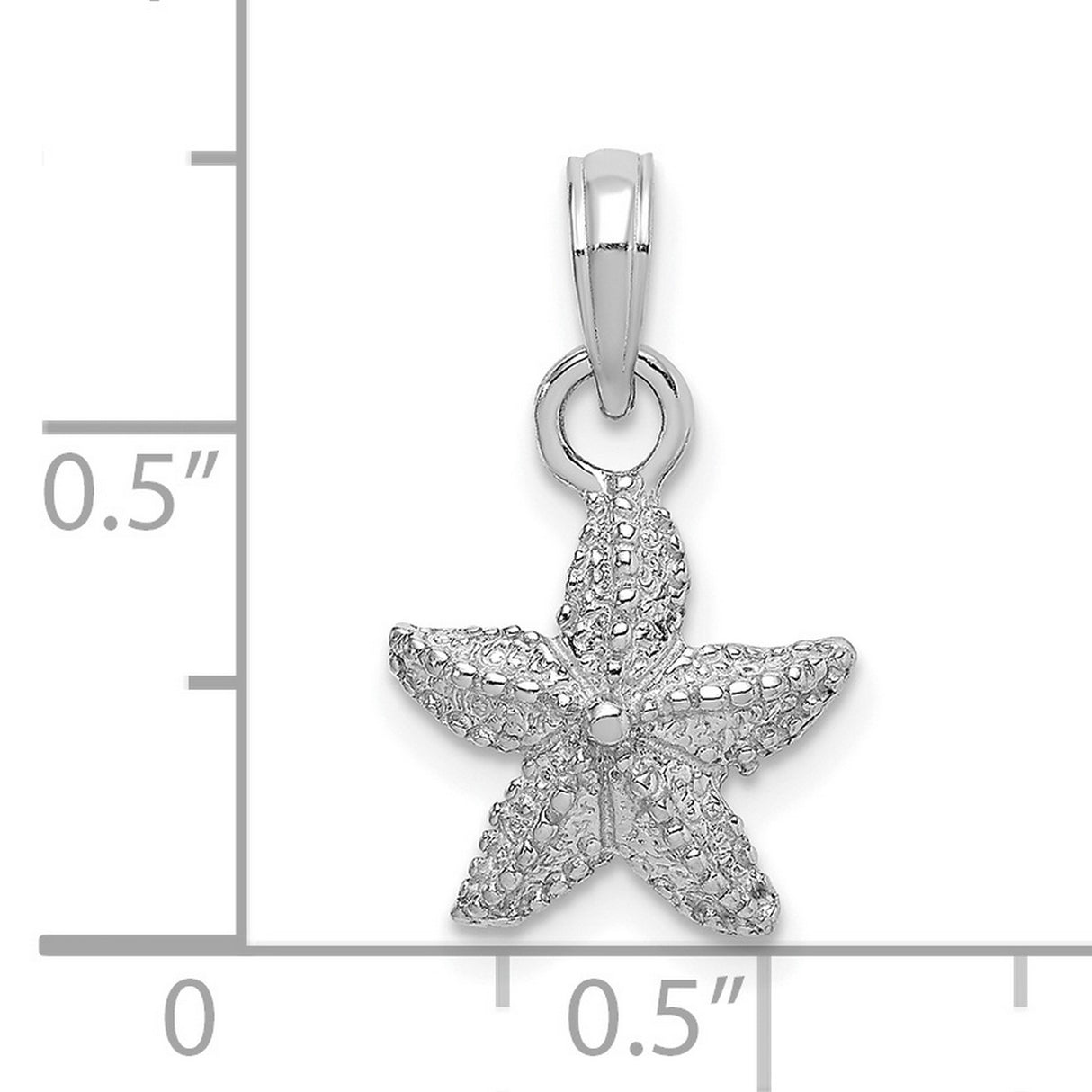 14k White Gold Starfish Pendant, Textured Nautical Charm, Ocean-Inspired Coastal Jewelry