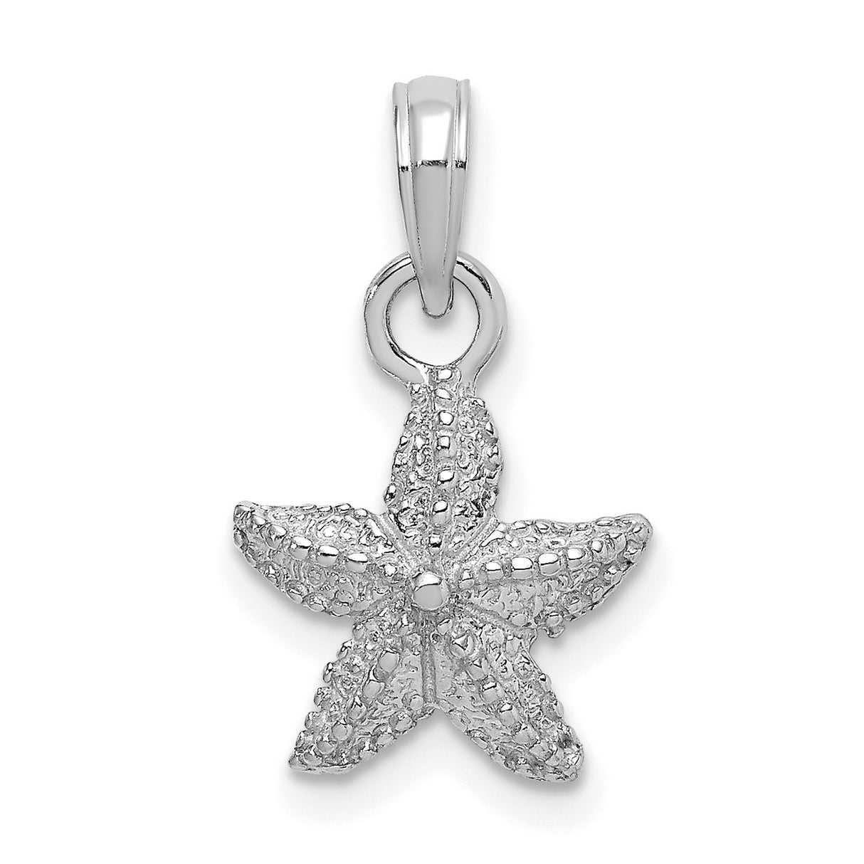 14k White Gold Starfish Pendant, Textured Nautical Charm, Ocean-Inspired Coastal Jewelry