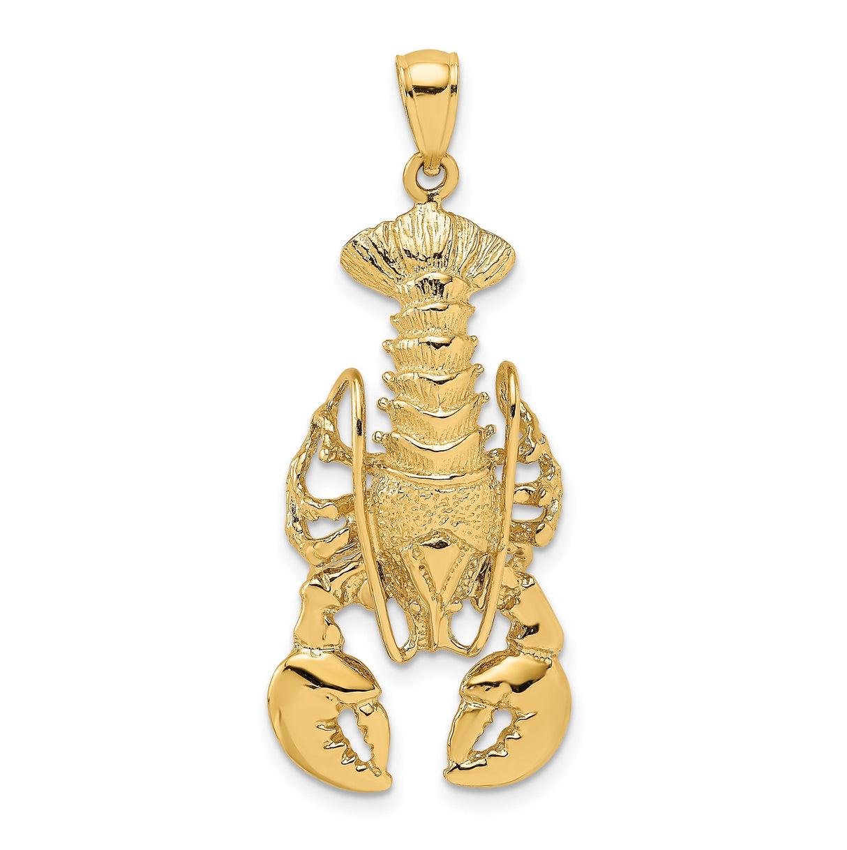 14k Yellow Gold Lobster Pendant, Nautical Crustacean Charm with Ocean Theme for Men and Women