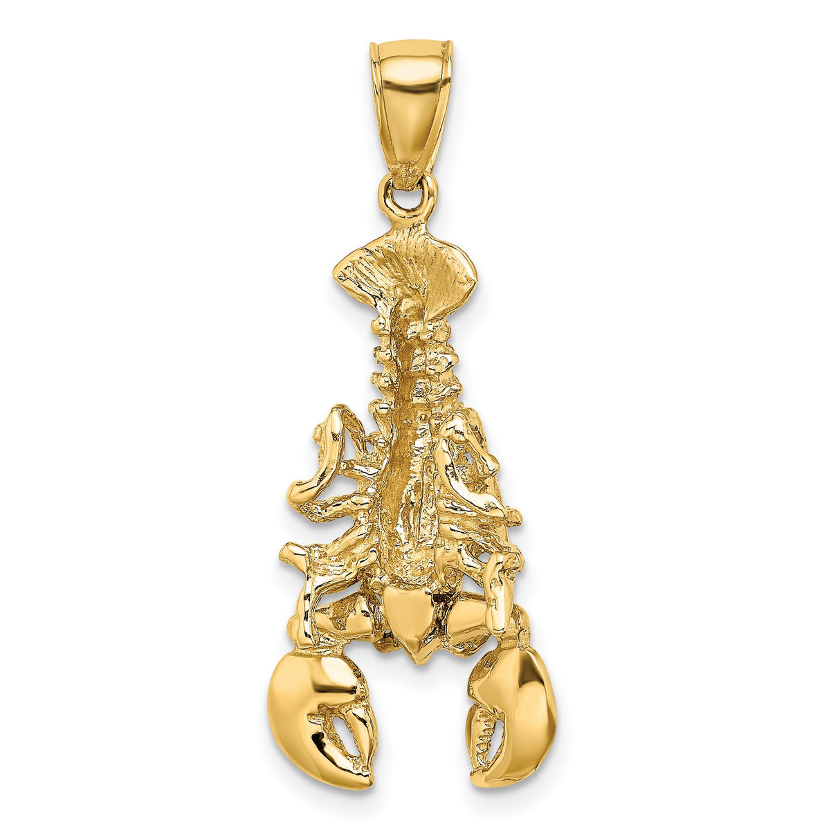 14k Yellow Gold Lobster Pendant Charm with Detailed Crustacean Design, Nautical Theme for Ocean Lovers