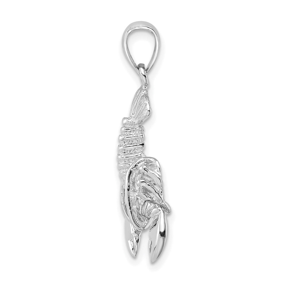 14k White Gold Lobster Pendant, Nautical Crustacean Charm, Coastal Symbol for Ocean Lovers