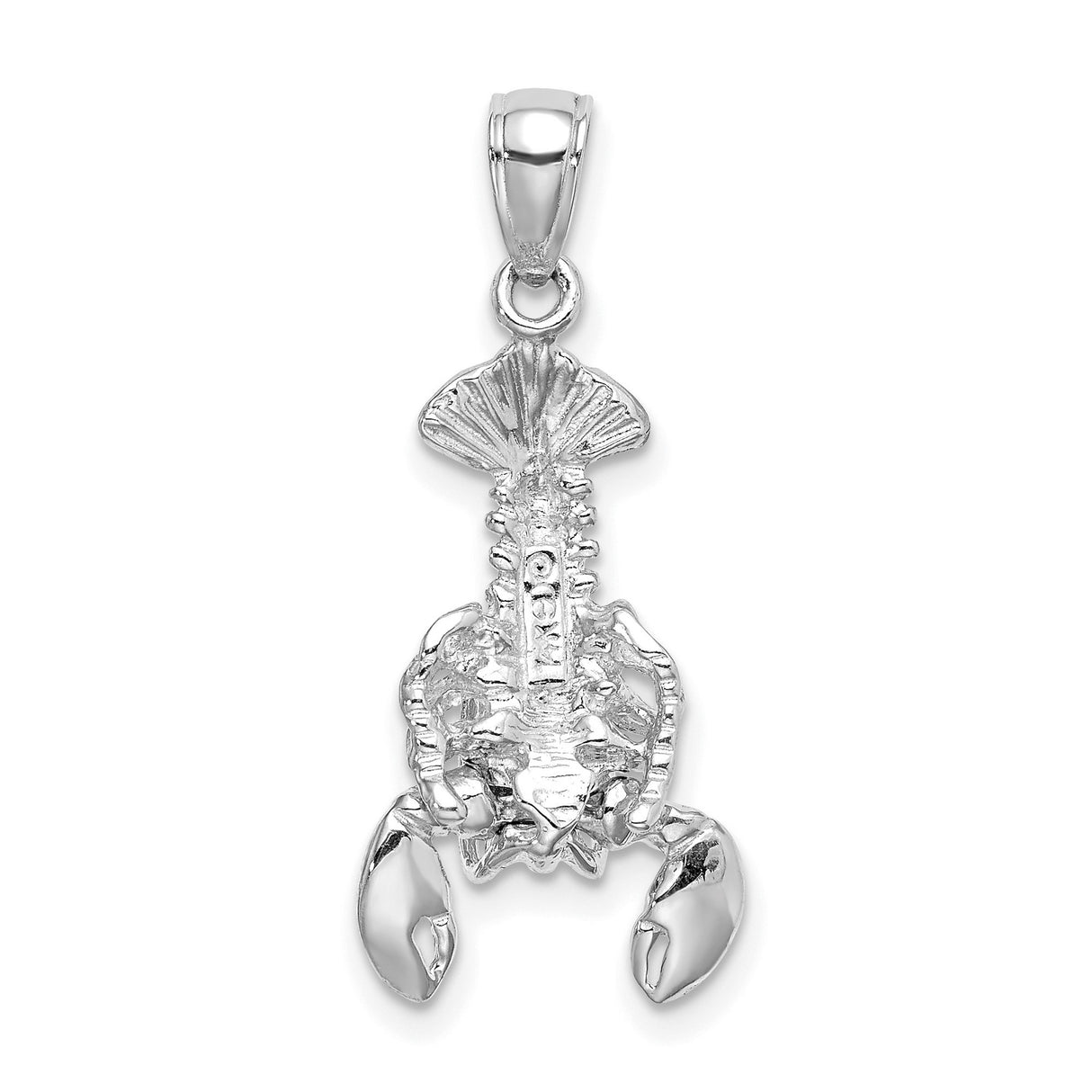 14k White Gold Lobster Pendant, Nautical Crustacean Charm, Coastal Symbol for Ocean Lovers