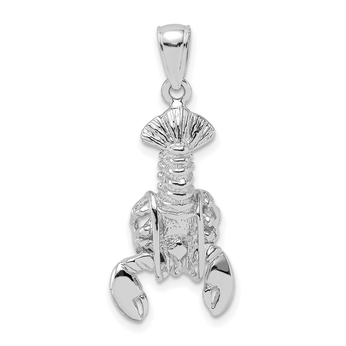 14k White Gold Lobster Pendant, Nautical Crustacean Charm, Coastal Symbol for Ocean Lovers