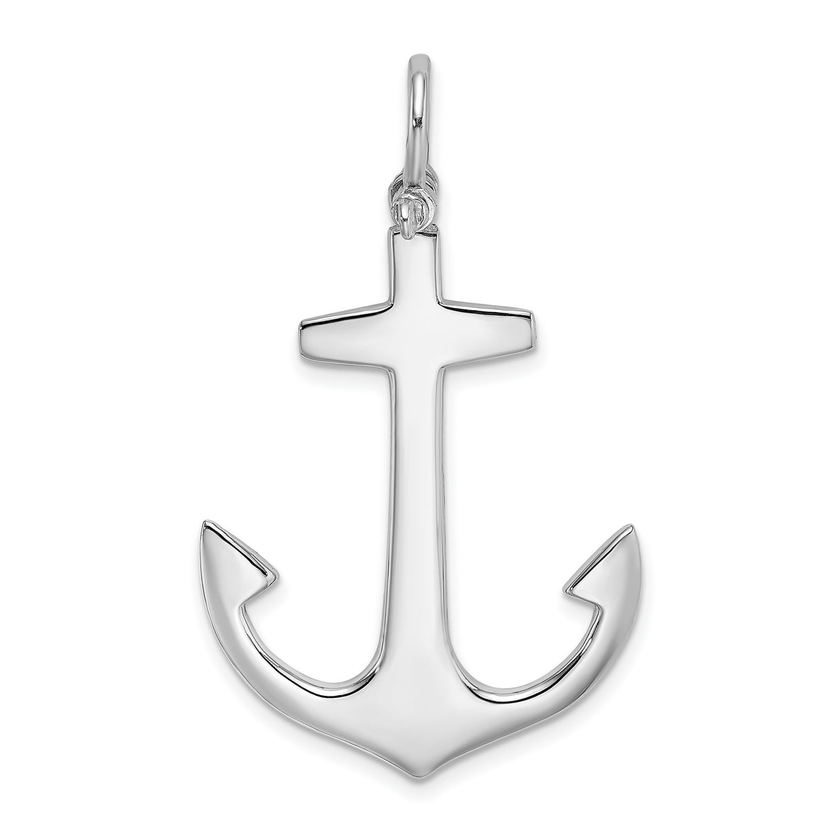 14k White Gold Anchor Pendant, Nautical Cross Design, Christian Symbol of Hope and Faith