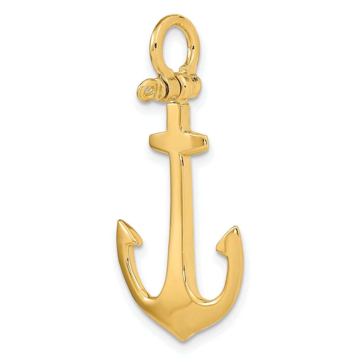 14k Yellow Gold Anchor Pendant, Nautical Faith Symbol, Unisex Christian Charm