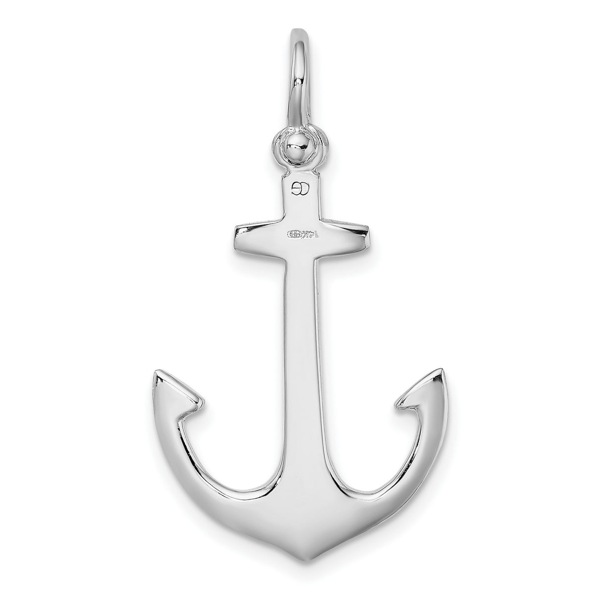 14k White Gold Anchor Cross Pendant with Hidden Christian Cross, Nautical Religious Charm