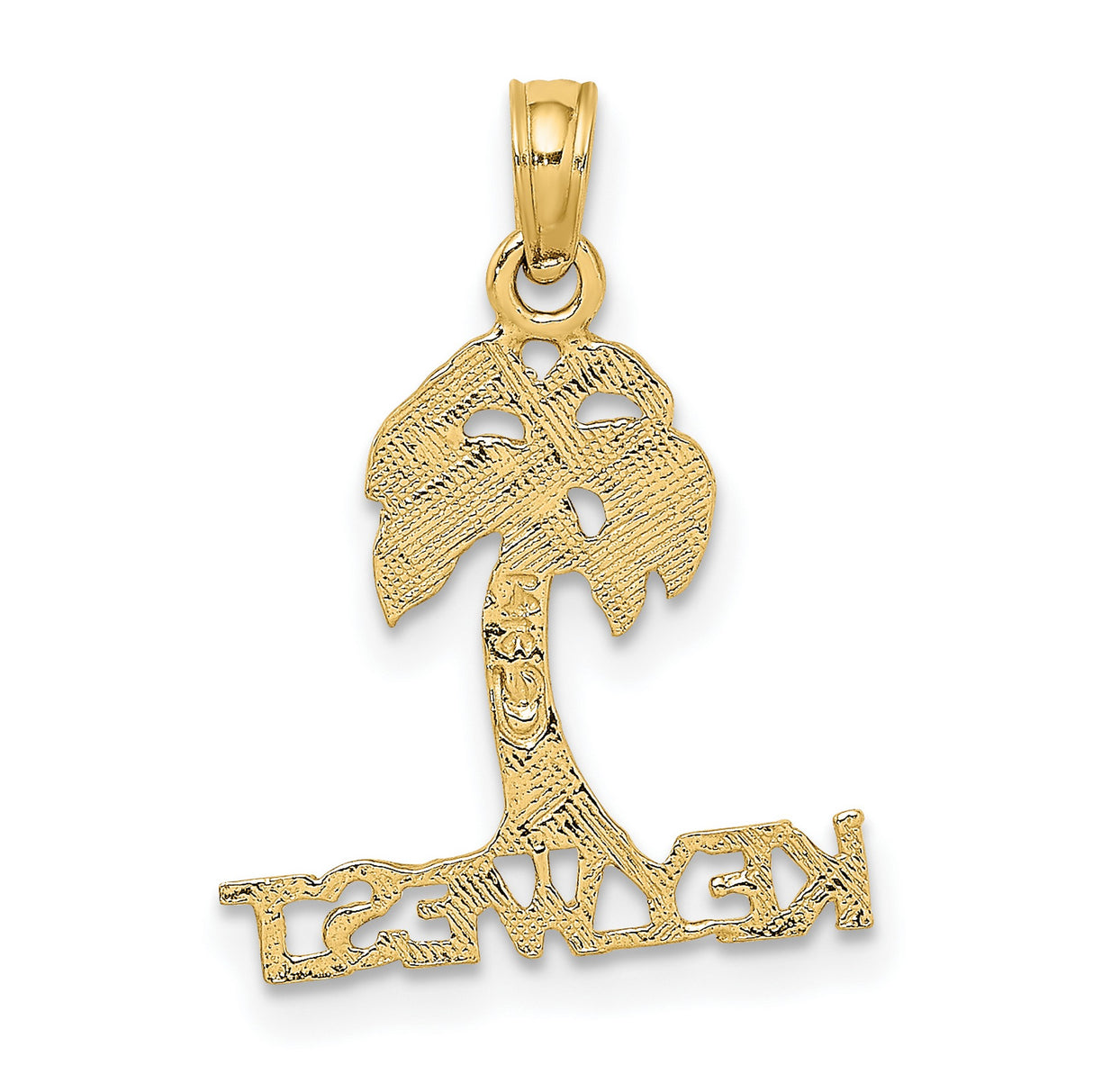 14k Yellow Gold Palm Tree Pendant, Tropical Key West Design for Women or Unisex