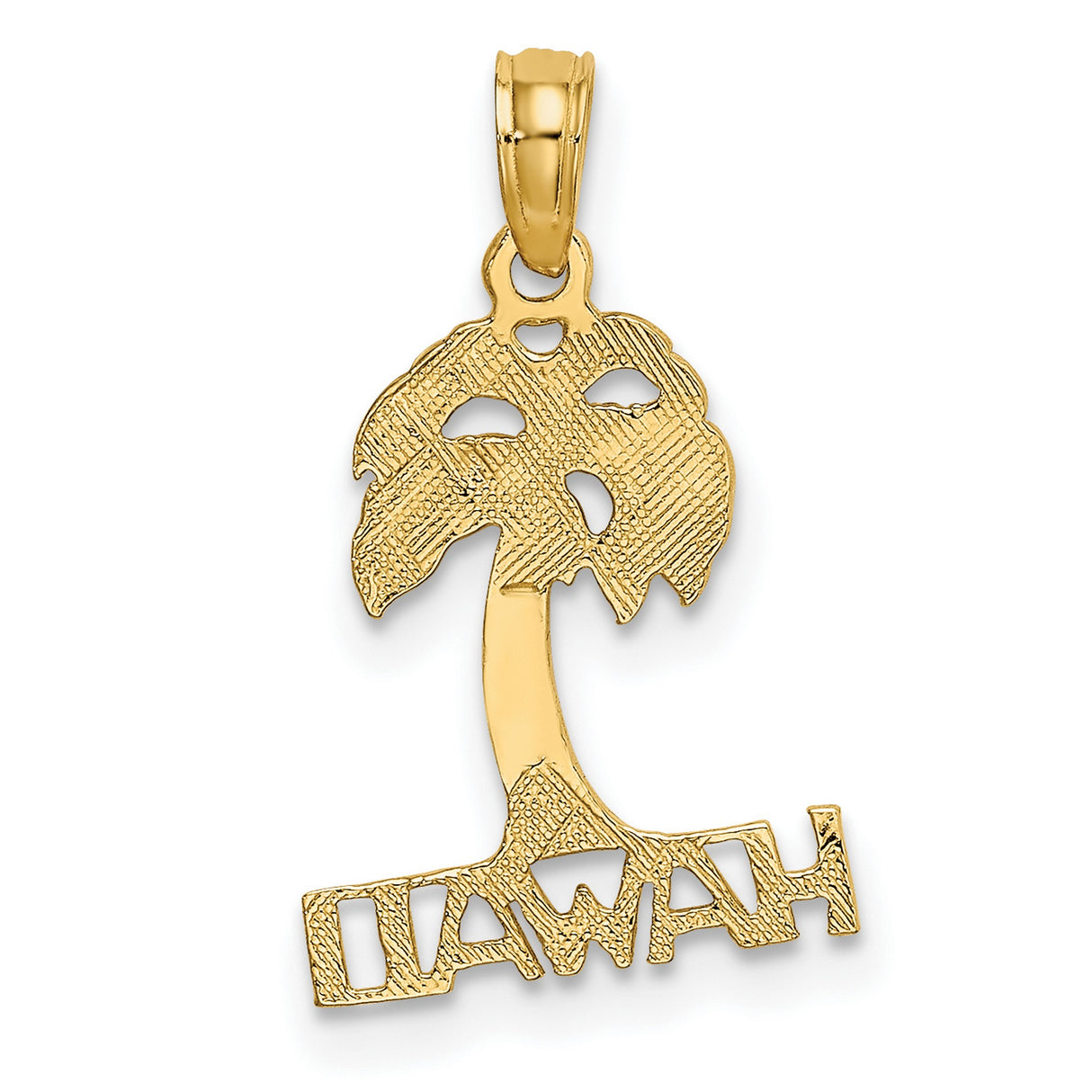 14k Yellow Gold Palm Tree Pendant, Tropical Island Charm for Women or Unisex
