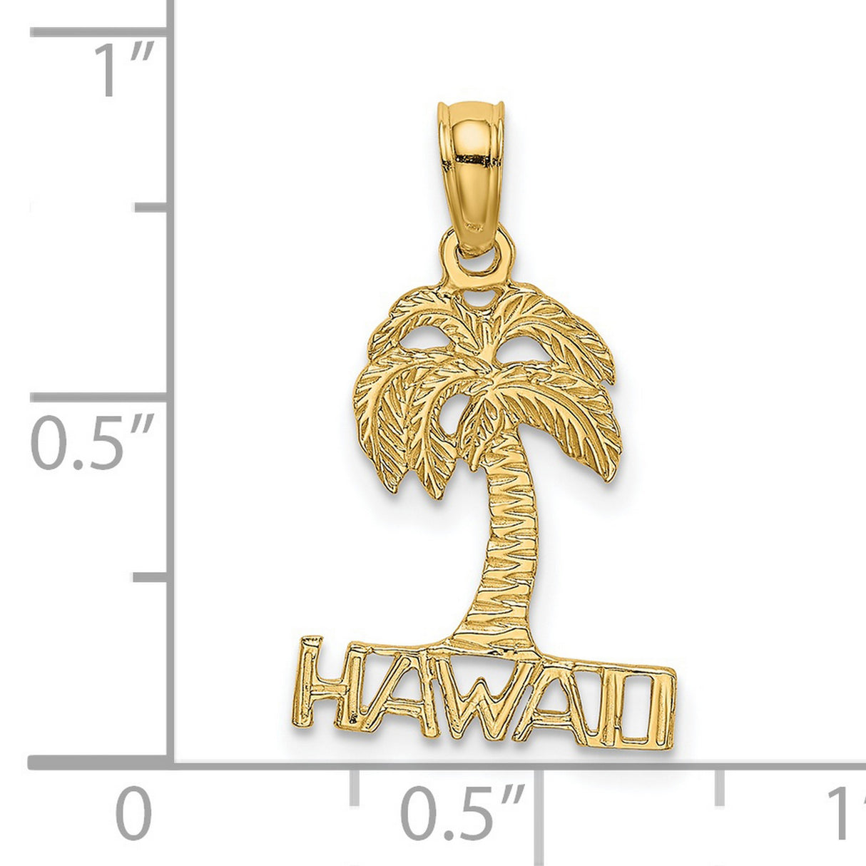 14k Yellow Gold Palm Tree Pendant, Tropical Island Charm for Women or Unisex