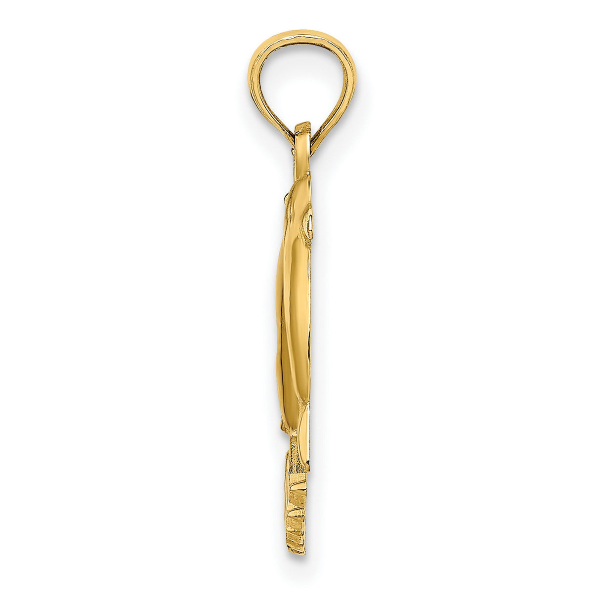 14k Yellow Gold Dolphin Circle Pendant with Two Dolphins and Nautical Symbol