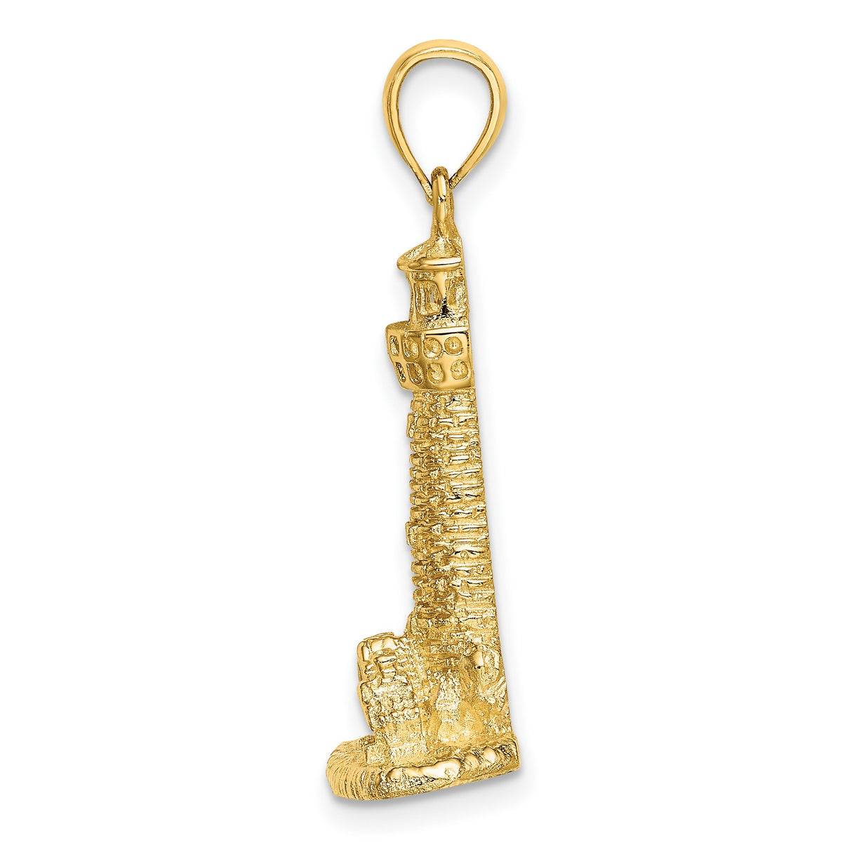 14k Yellow Gold Lighthouse Pendant with Coastal Architecture and Nautical Theme