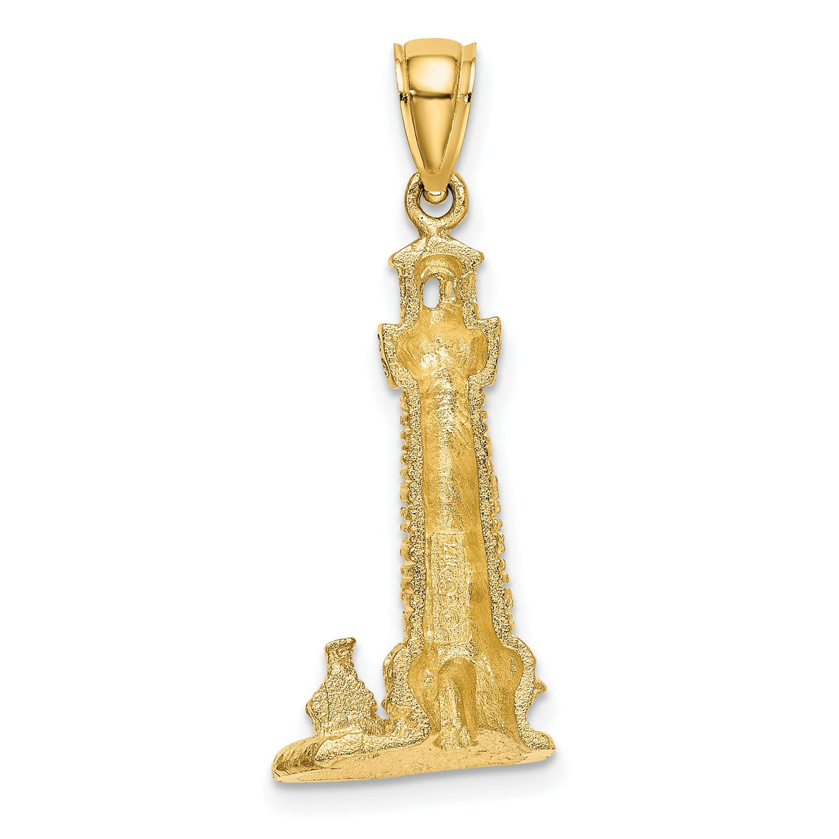 14k Yellow Gold Lighthouse Pendant with Coastal Architecture and Nautical Theme