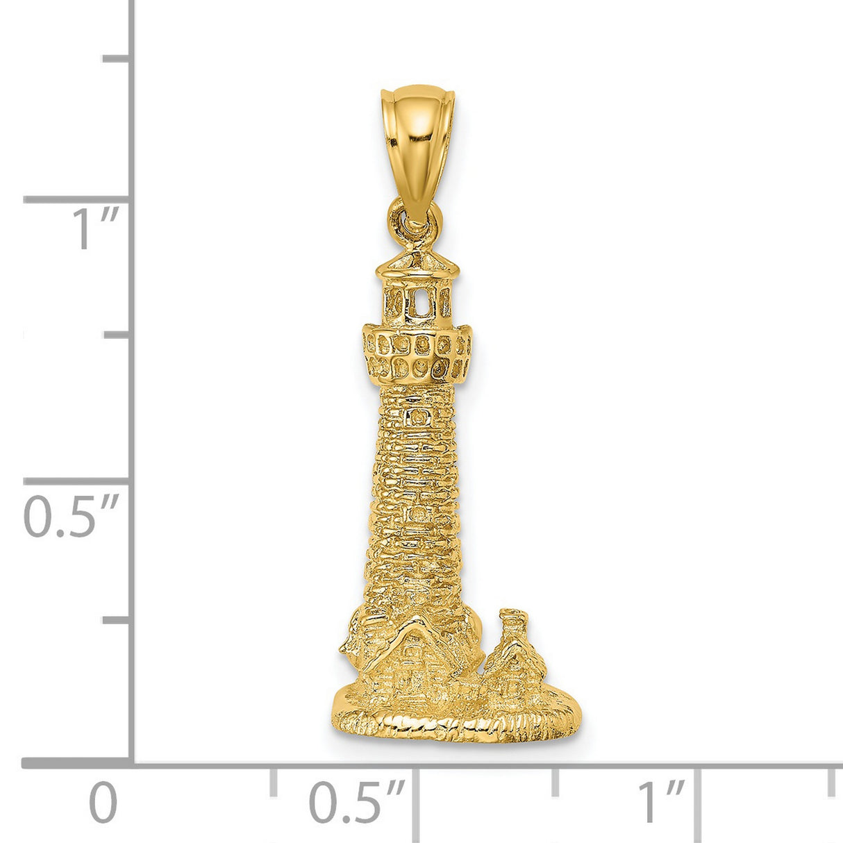 14k Yellow Gold Lighthouse Pendant with Coastal Architecture and Nautical Theme