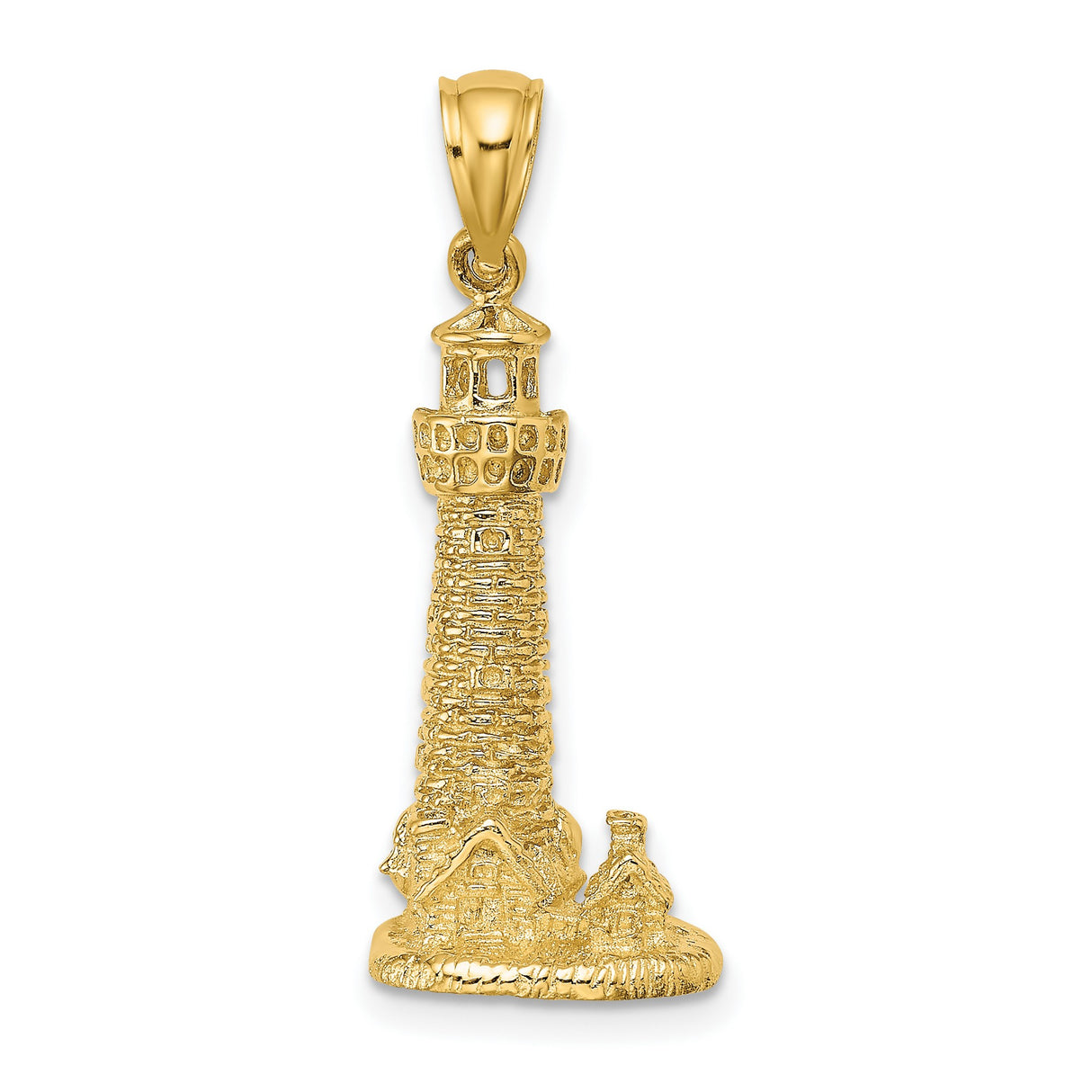 14k Yellow Gold Lighthouse Pendant with Coastal Architecture and Nautical Theme