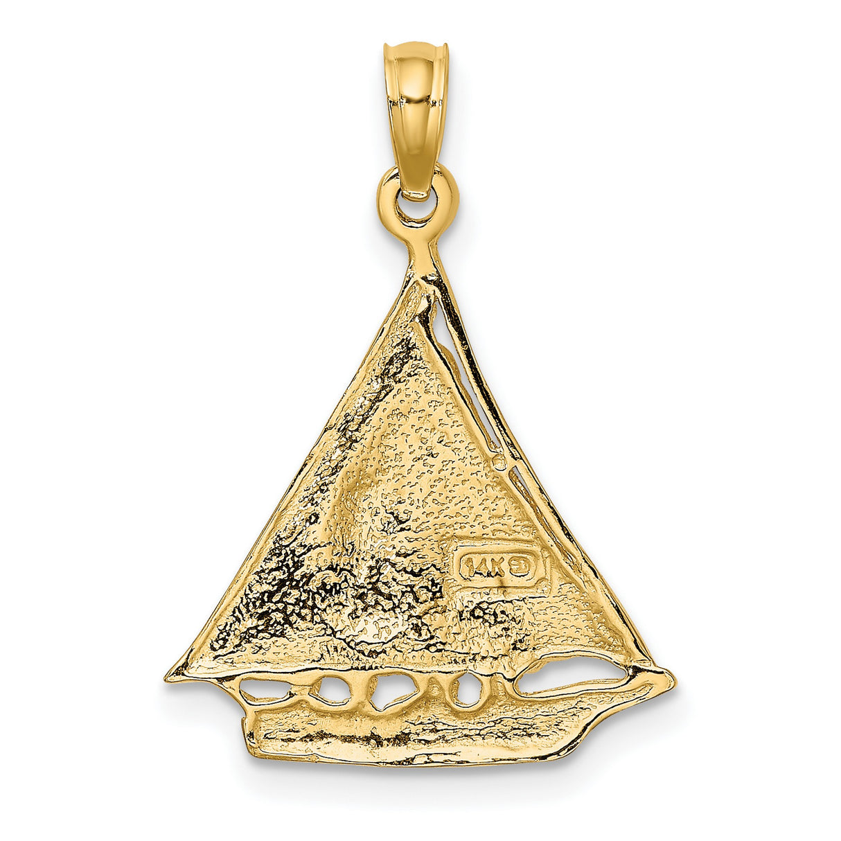 14k Yellow Gold Sailboat Pendant with Openwork Sailing Ship Design, Nautical Theme for Women