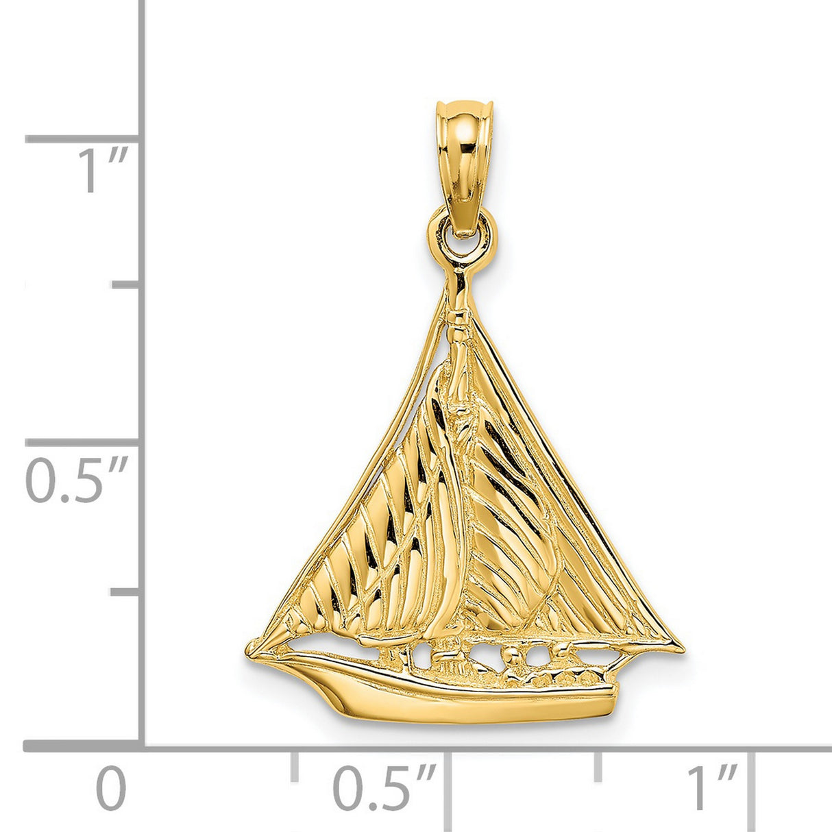 14k Yellow Gold Sailboat Pendant with Openwork Sailing Ship Design, Nautical Theme for Women
