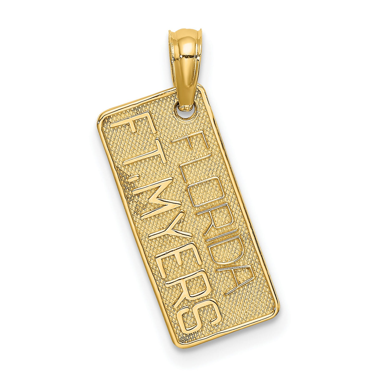 14k Yellow Gold Rectangle Pendant with Ft Myers Florida Text, Polished City Souvenir Charm