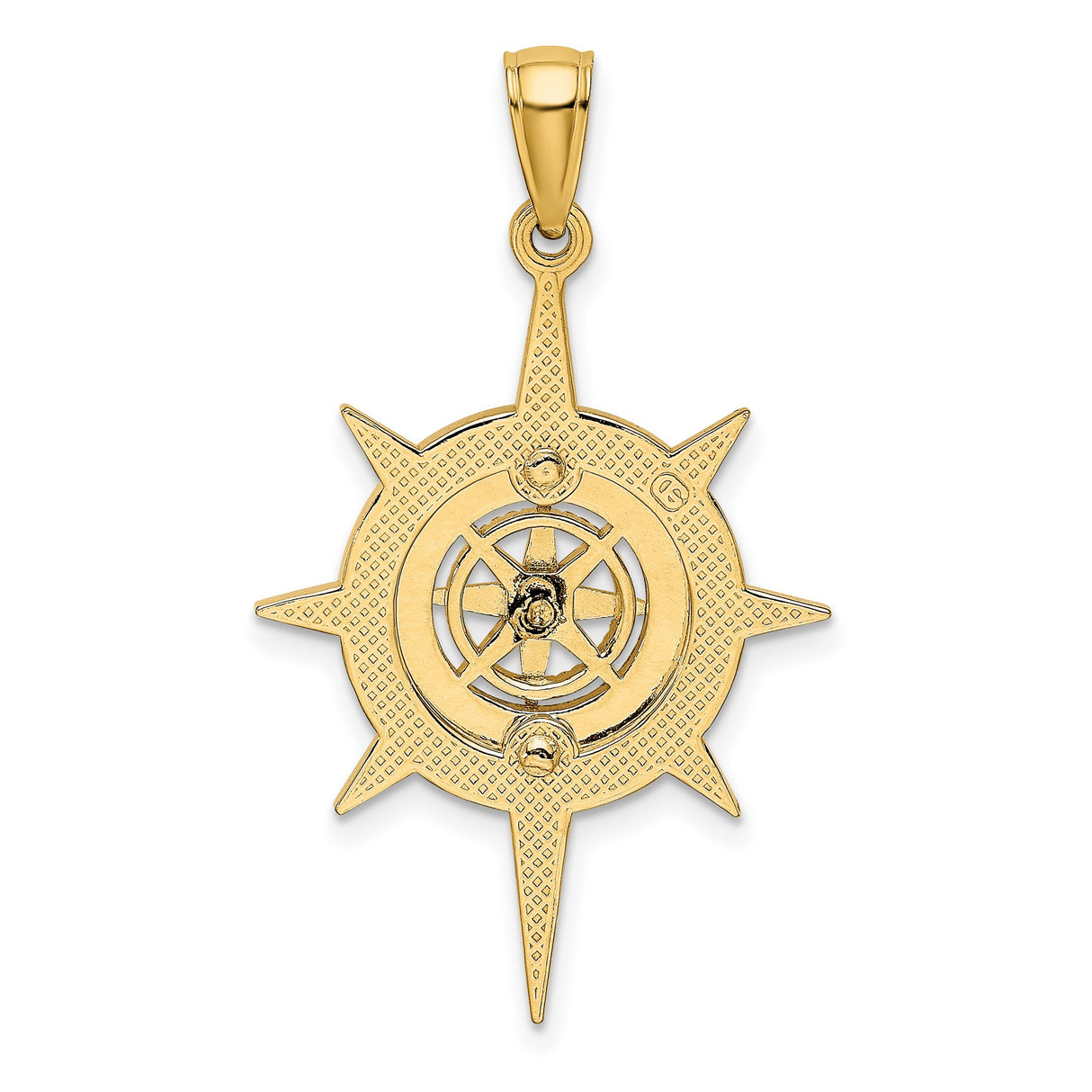 14k Yellow Gold Compass Pendant with Nautical Design and Directional Markings, Unisex Charm