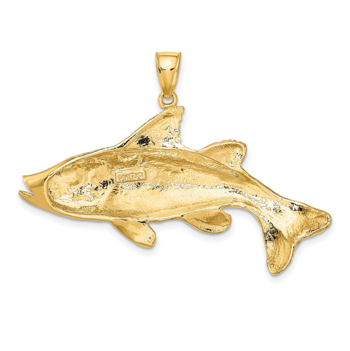 14k Yellow Gold Snook Pendant, Textured Fish Design, Coastal Marine Life Theme for Men and Unisex