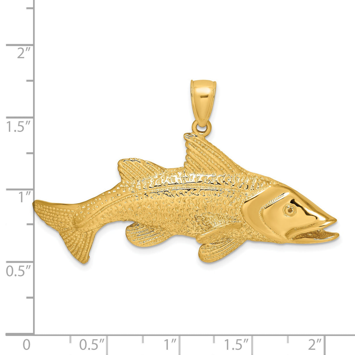 14k Yellow Gold Snook Pendant, Textured Fish Design, Coastal Marine Life Theme for Men and Unisex