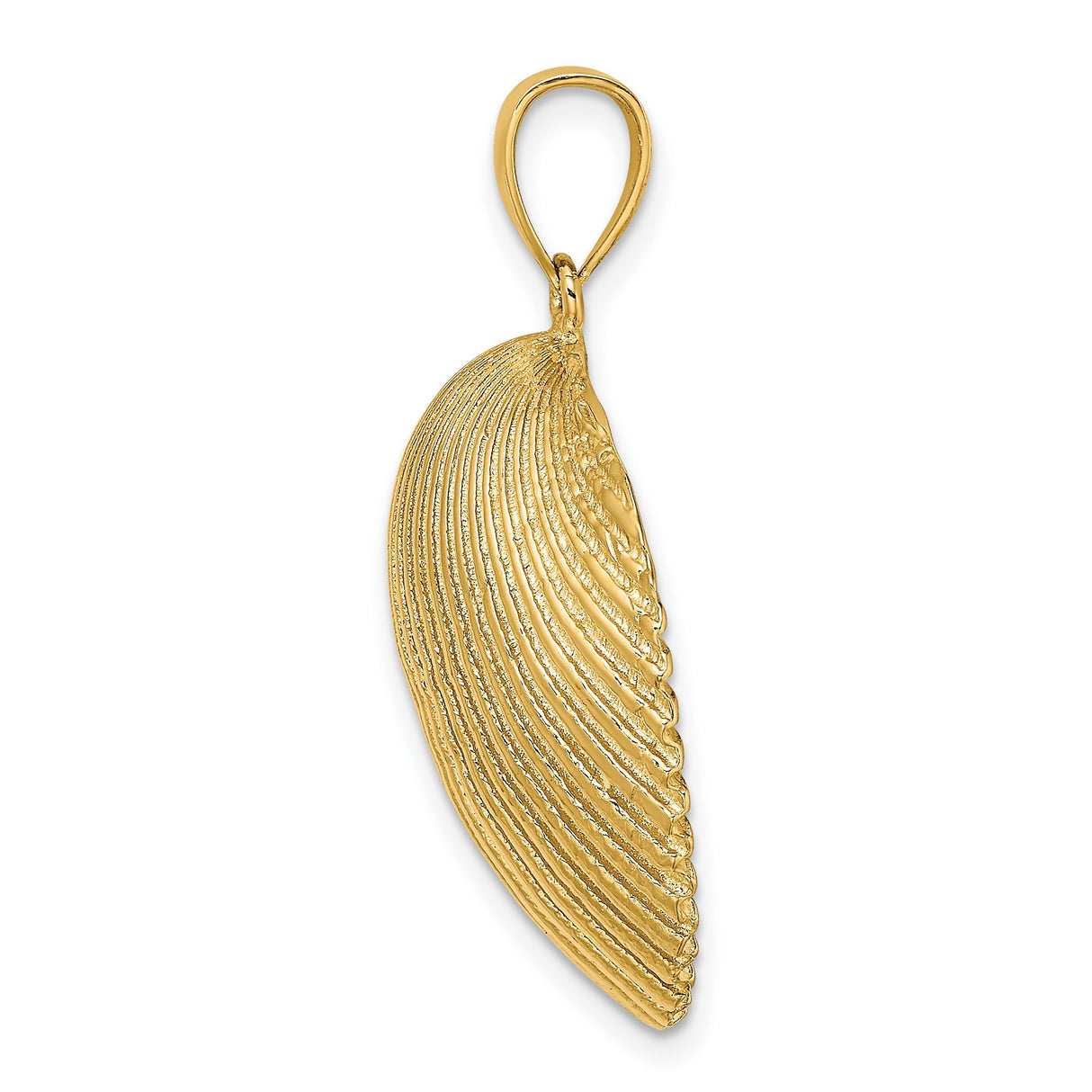 14k Yellow Gold Seashell Pendant with Detailed Scallop Shell Design, Nautical Travel Charm