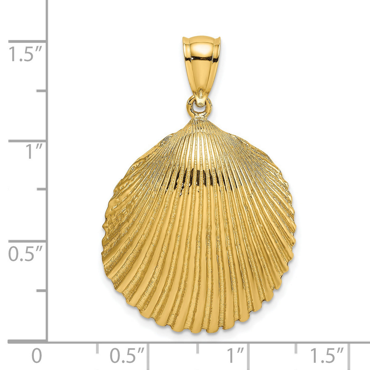 14k Yellow Gold Seashell Pendant with Detailed Scallop Shell Design, Nautical Travel Charm