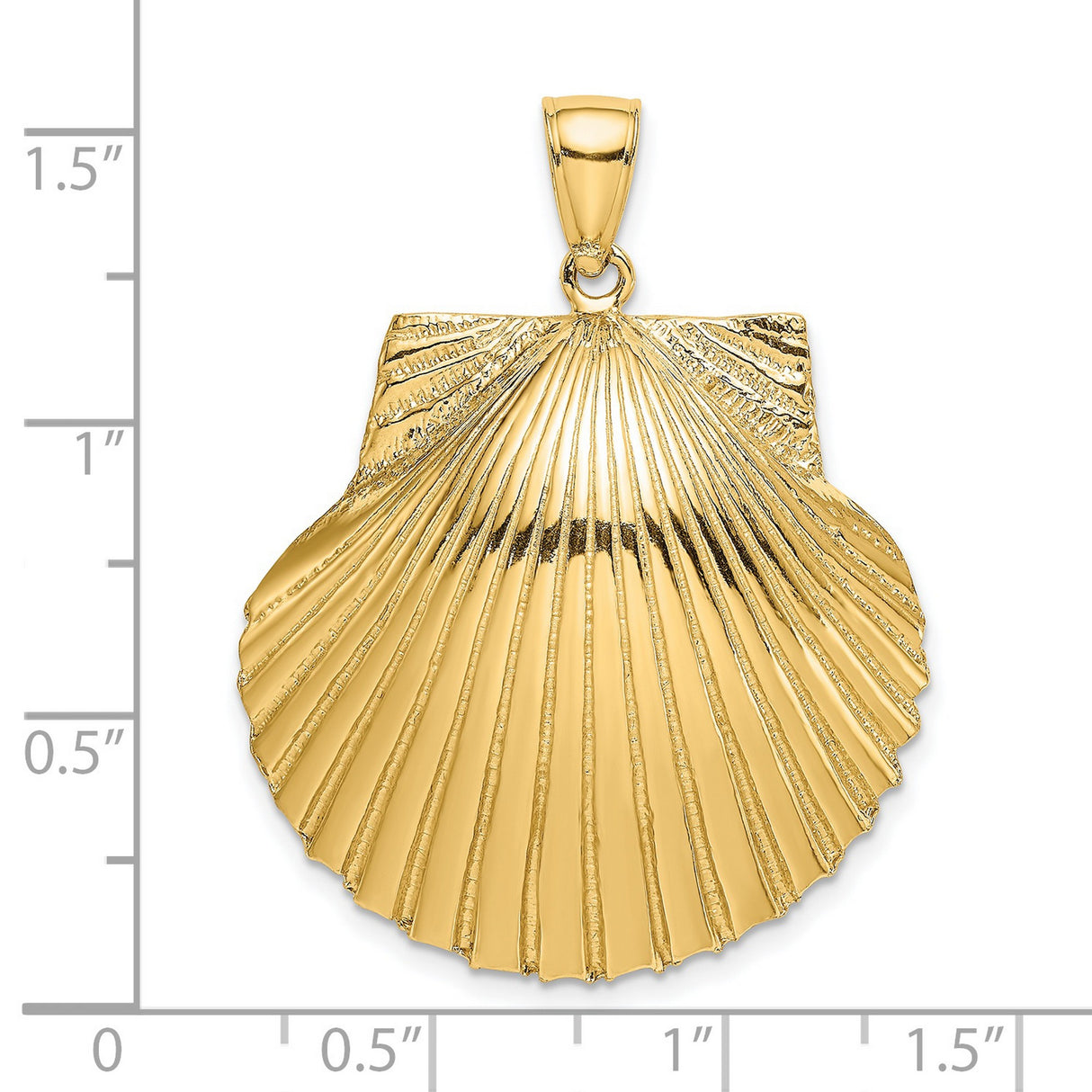 14k Yellow Gold Scallop Shell Pendant, Textured Camino Symbol, Faith and Pilgrimage Charm for Women