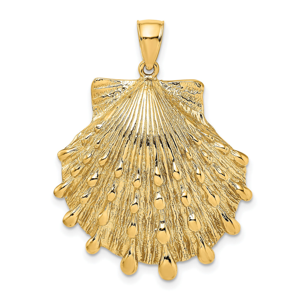 14k Yellow Gold Scallop Shell Pendant, Camino de Santiago Christian Travel Charm