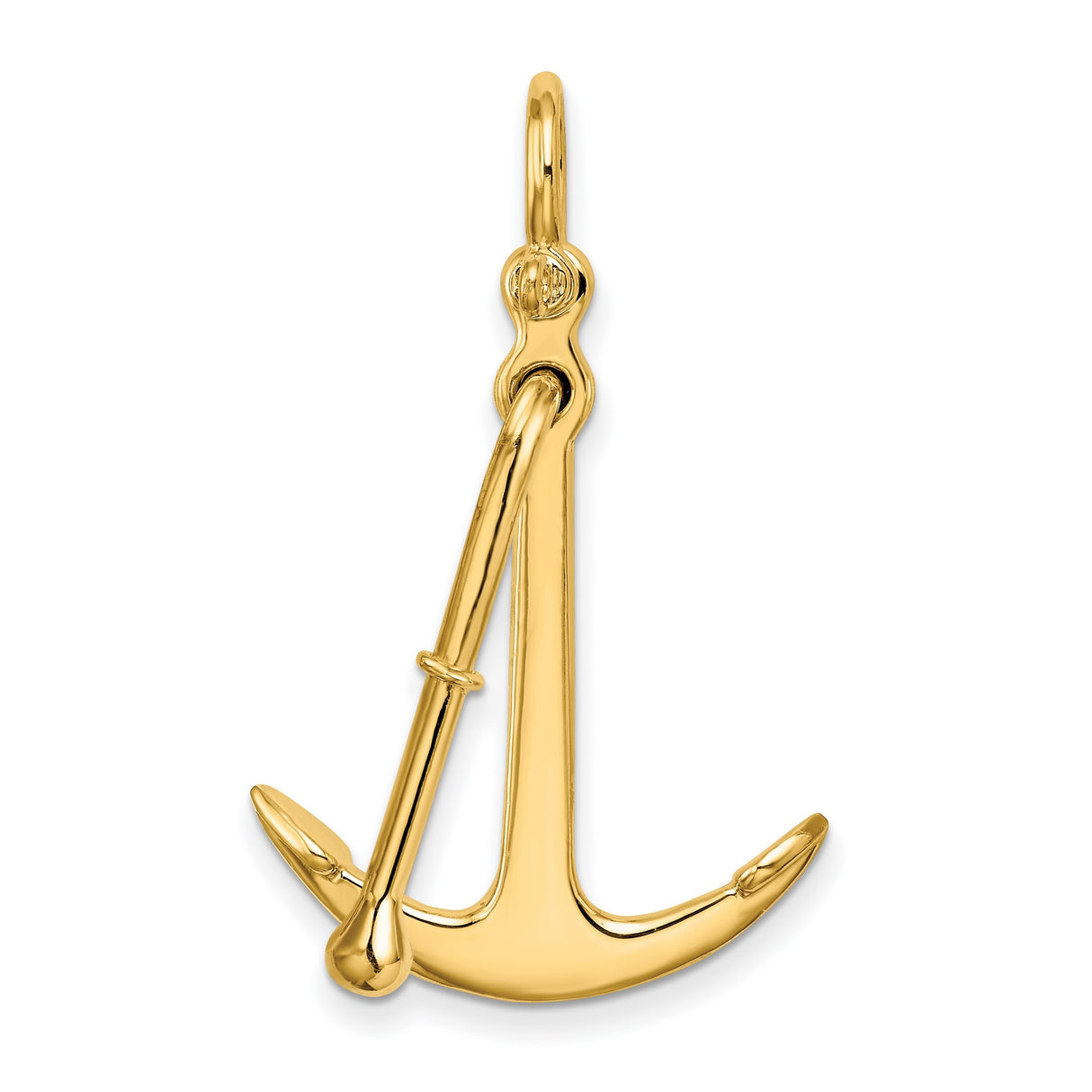 14k Yellow Gold Anchor Pendant, Nautical Maritime Charm Symbolizing Faith, Hope, and Strength