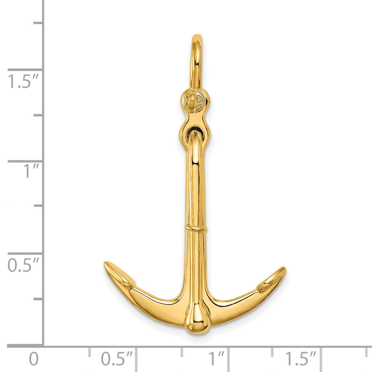 14k Yellow Gold Anchor Pendant, Nautical Maritime Charm Symbolizing Faith, Hope, and Strength
