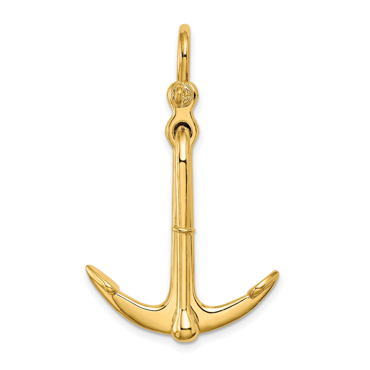 14k Yellow Gold Anchor Pendant, Nautical Maritime Charm Symbolizing Faith, Hope, and Strength