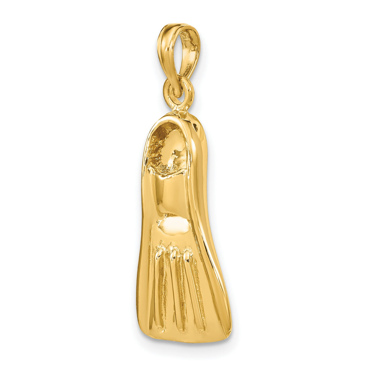 14k Yellow Gold Diving Fin Pendant, Nautical Ocean Charm for Divers and Beach Lovers