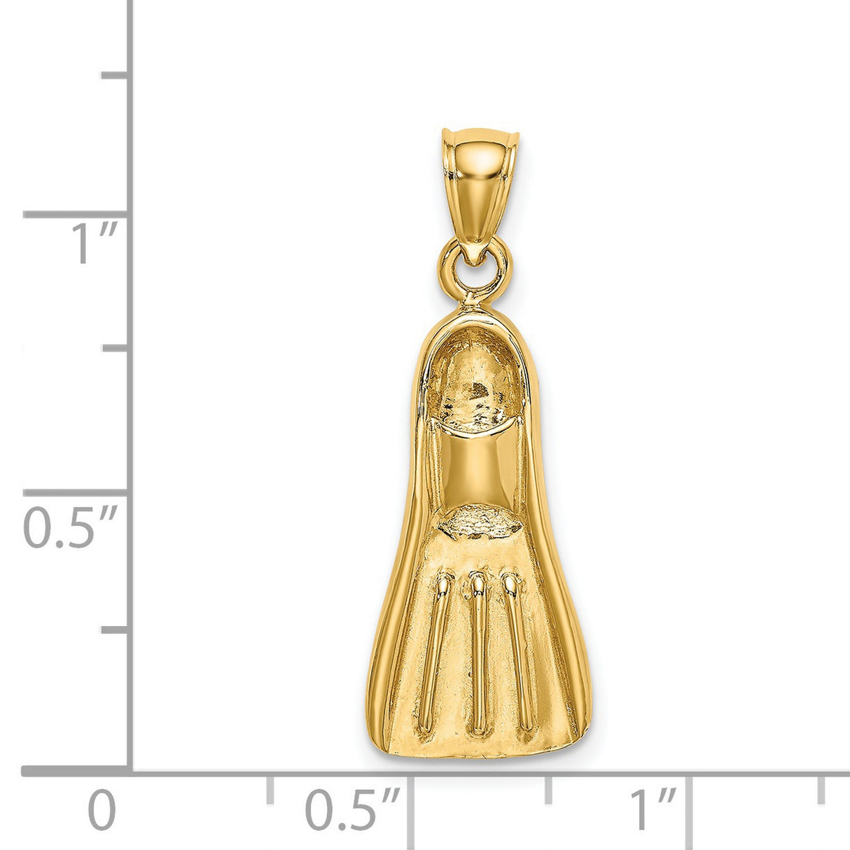 14k Yellow Gold Diving Fin Pendant, Nautical Ocean Charm for Divers and Beach Lovers