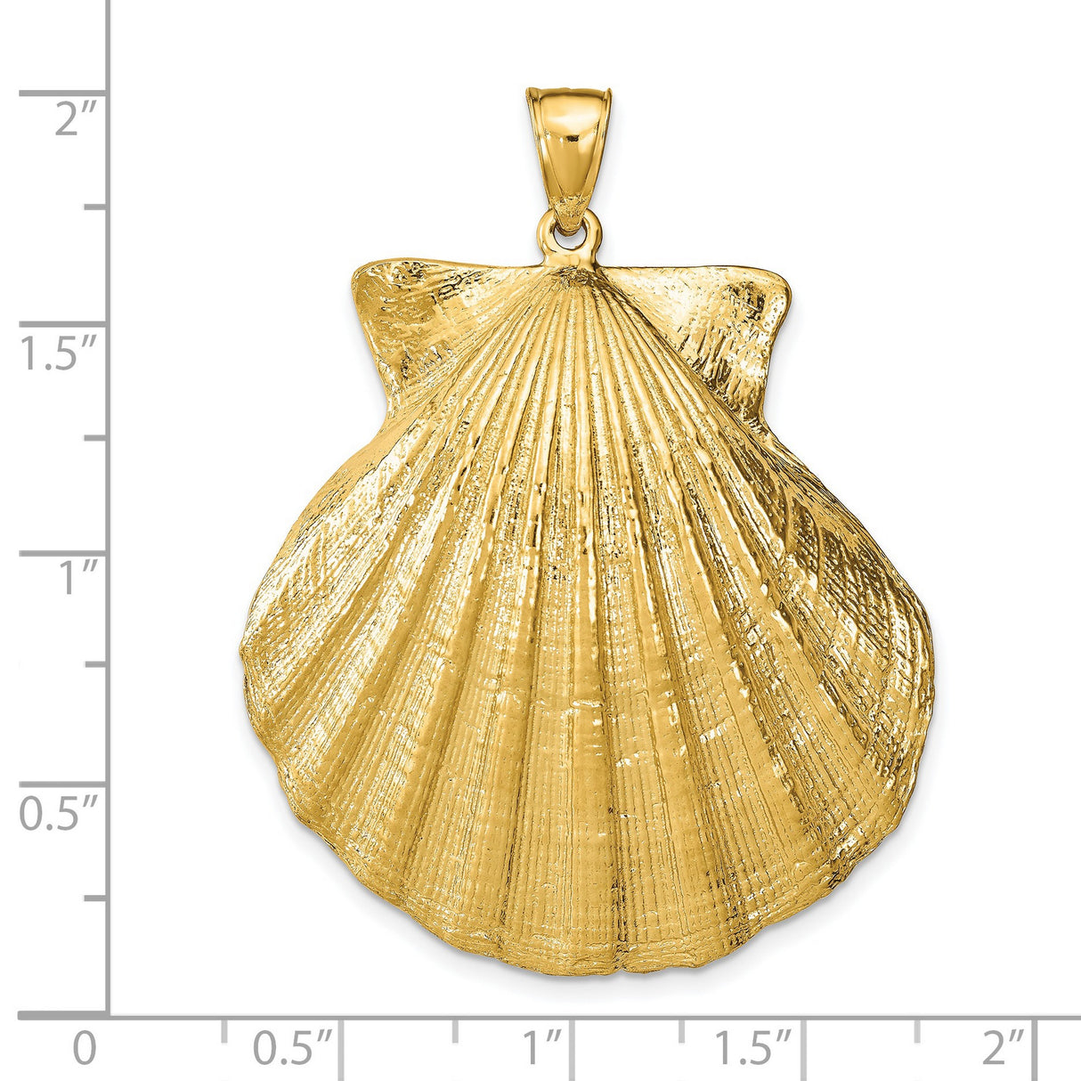14k Yellow Gold Scallop Shell Pendant, Textured Ocean Design, Camino de Santiago Symbol