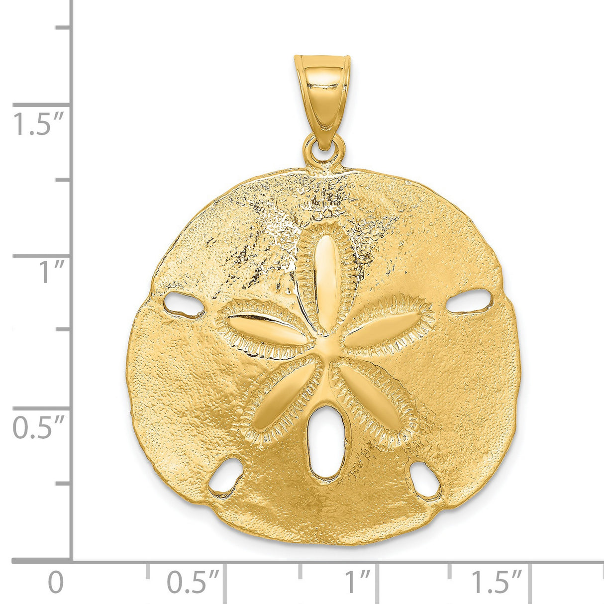 14k Yellow Gold Sand Dollar Pendant, Textured Ocean Charm with Nautical Coastal Design
